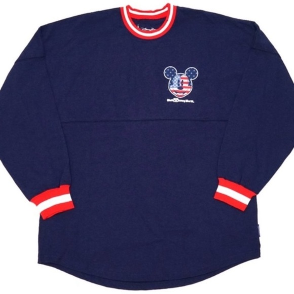 Walt Disney World Mickey Mouse Flag July 4th Spirit Jersey Red White Blue Sz XS - Picture 2 of 12